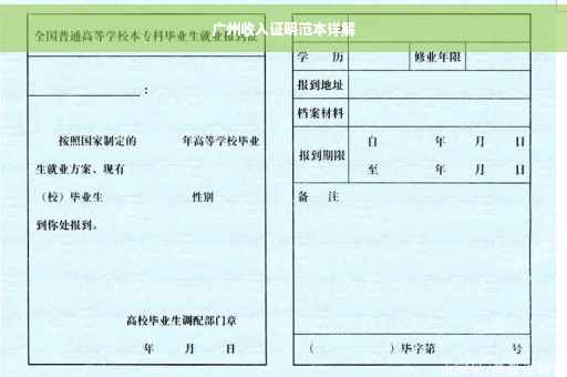 广州收入证明范本详解