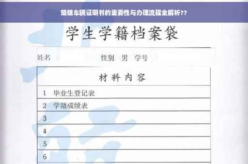 楚雄车辆证明书的重要性与办理流程全解析??