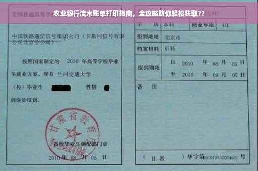 农业银行流水账单打印指南，全攻略助你轻松获取??