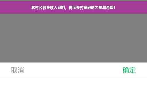 农村公积金收入证明，揭示乡村金融的力量与希望?