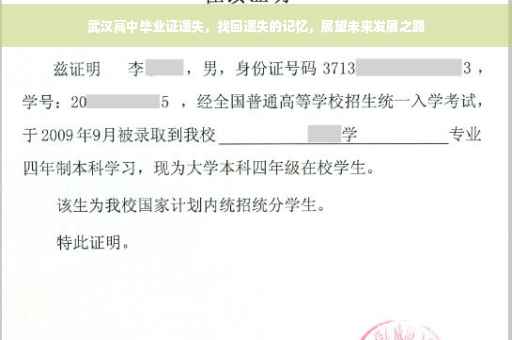 武汉高中毕业证遗失，找回遗失的记忆，展望未来发展之路