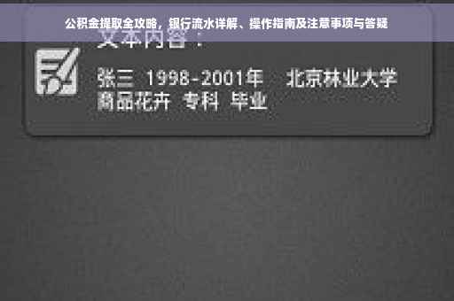 公积金提取全攻略，银行流水详解、操作指南及注意事项与答疑