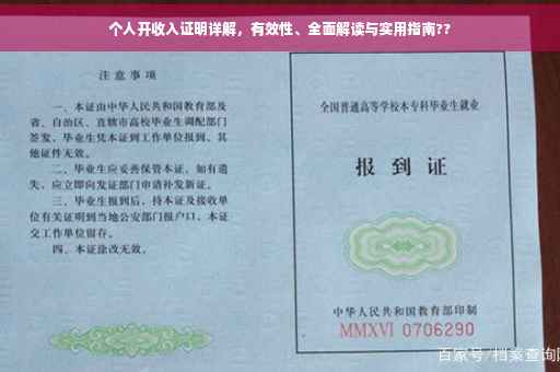 个人开收入证明详解，有效性、全面解读与实用指南??