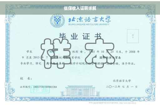 低保收入证明详解