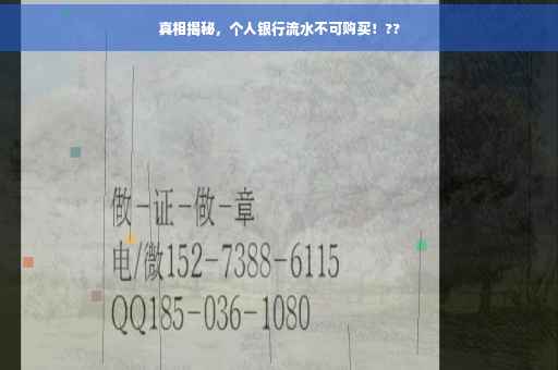 真相揭秘，个人银行流水不可购买！??