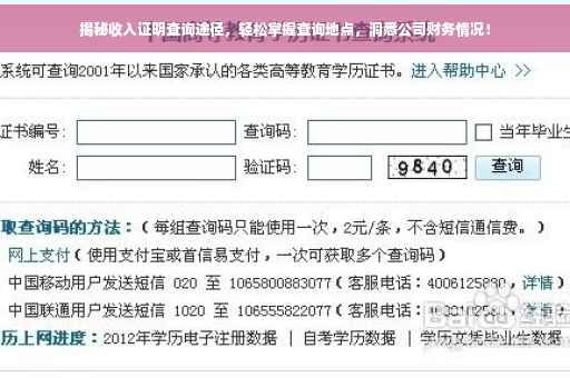 揭秘收入证明查询途径，轻松掌握查询地点，洞悉公司财务情况！