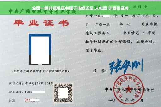 全国一级计算机证书属于市级还是,人社局 计算机证书