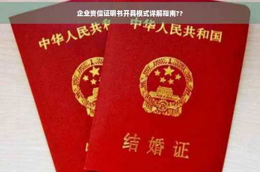 企业资信证明书开具模式详解指南??