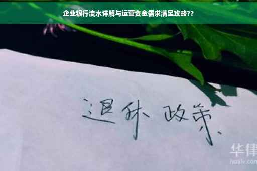 企业银行流水详解与运营资金需求满足攻略??