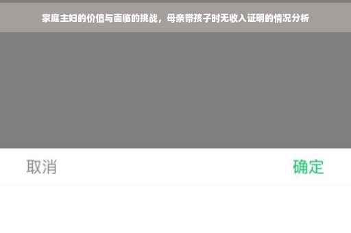 家庭主妇的价值与面临的挑战，母亲带孩子时无收入证明的情况分析
