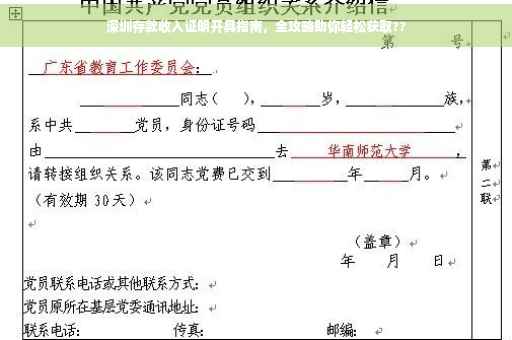 深圳存款收入证明开具指南，全攻略助你轻松获取??