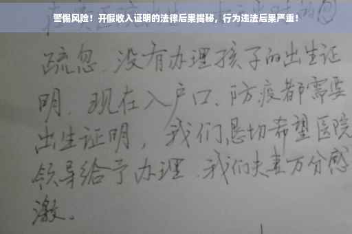警惕风险！开假收入证明的法律后果揭秘，行为违法后果严重！