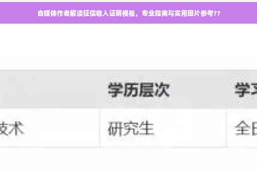 自媒体作者解读征信收入证明模板，专业指南与实用图片参考??