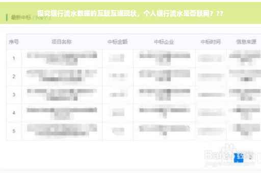 探究银行流水数据的互联互通现状，个人银行流水是否联网？??