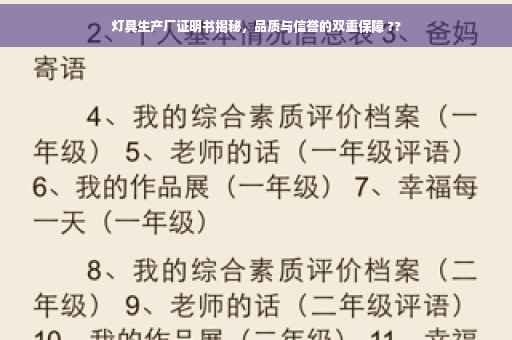 灯具生产厂证明书揭秘，品质与信誉的双重保障 ??