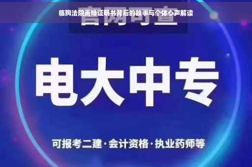 临朐法院离婚证明书背后的故事与个体心声解读