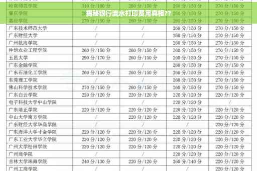 揭秘银行流水打印费用真相??