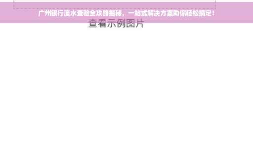 广州银行流水查验全攻略揭秘，一站式解决方案助你轻松搞定！