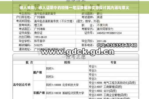 亲人资助，收入证明中的特殊一笔深度解析文章探讨其内涵与意义