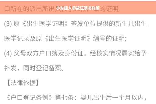 小车撞人事故证明书详解