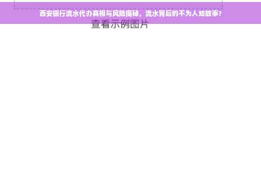 西安银行流水代办真相与风险揭秘，流水背后的不为人知故事?