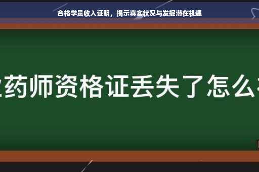 合格学员收入证明，揭示真实状况与发掘潜在机遇