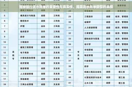 揭秘银行流水账单的重要性与真实性，揭露流水账单做假的真相