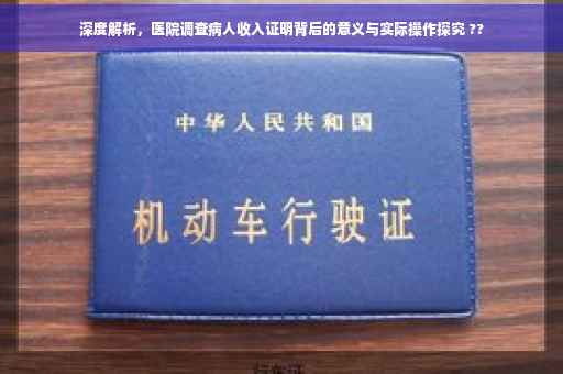 深度解析，医院调查病人收入证明背后的意义与实际操作探究 ??