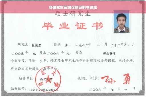 身体器官衰竭诊断证明书详解