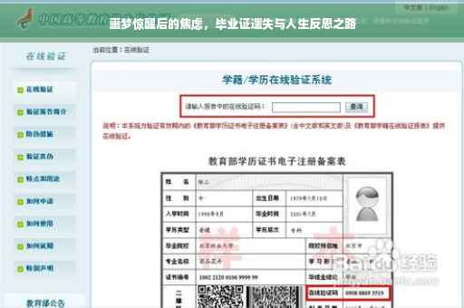 噩梦惊醒后的焦虑，毕业证遗失与人生反思之路