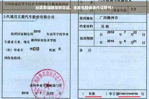 社区和谐稳定的见证，未发生群体事件证明书?