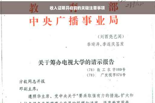 收入证明开启前的关键注意事项
