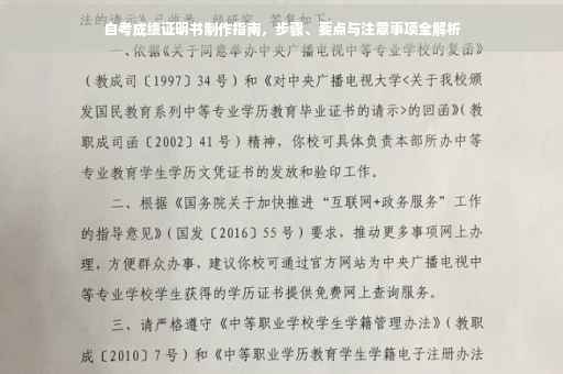 自考成绩证明书制作指南，步骤、要点与注意事项全解析