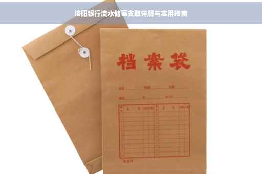 洛阳银行流水储蓄支取详解与实用指南