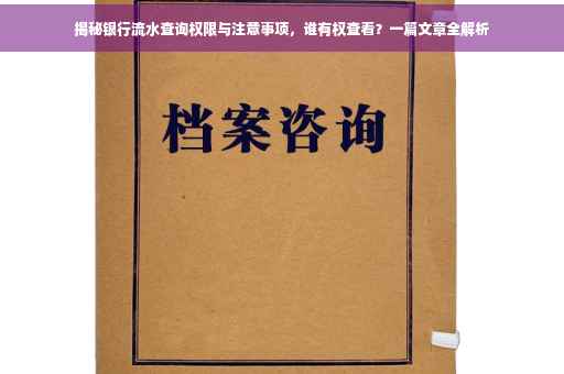 揭秘银行流水查询权限与注意事项，谁有权查看？一篇文章全解析