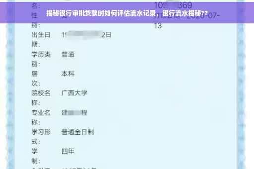 揭秘银行审批贷款时如何评估流水记录，银行流水揭秘??