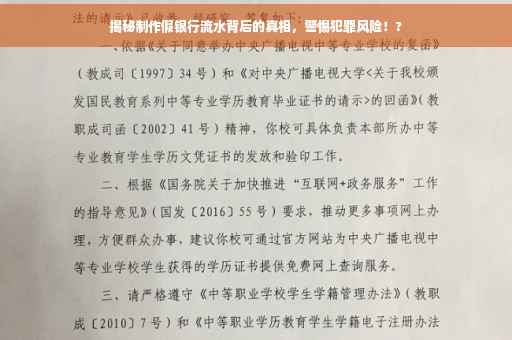 揭秘制作假银行流水背后的真相，警惕犯罪风险！?