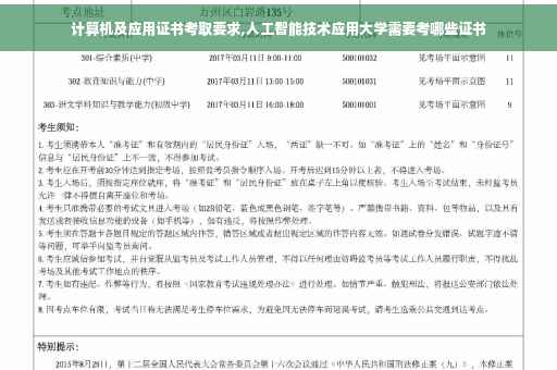计算机及应用证书考取要求,人工智能技术应用大学需要考哪些证书