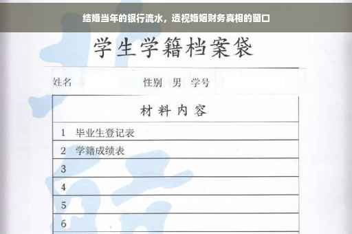 结婚当年的银行流水，透视婚姻财务真相的窗口