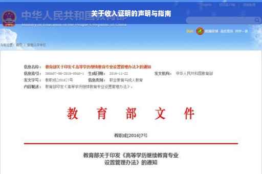 关于收入证明的声明与指南