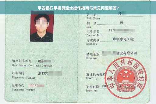 平安银行手机导流水操作指南与常见问题解答?