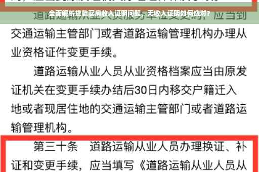 全面解析贷款买房收入证明问题，无收入证明如何应对？