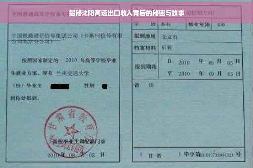 揭秘沈阳高速出口收入背后的秘密与故事