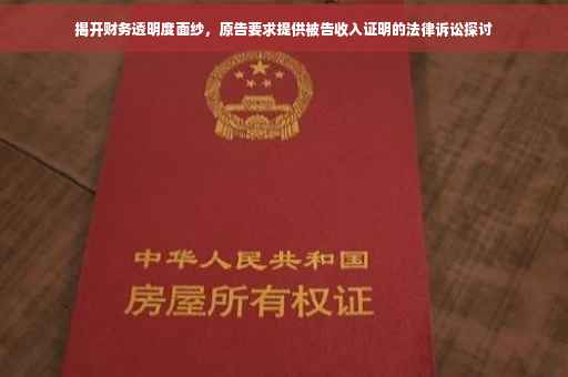 揭开财务透明度面纱，原告要求提供被告收入证明的法律诉讼探讨