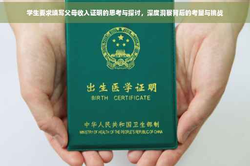 学生要求填写父母收入证明的思考与探讨，深度洞察背后的考量与挑战