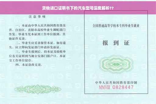 货物进口证明书下的汽车型号深度解析??