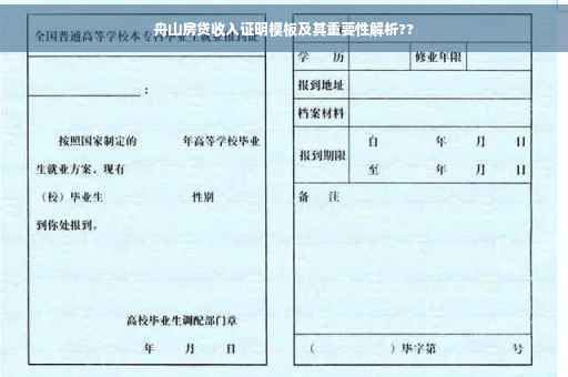 舟山房贷收入证明模板及其重要性解析??