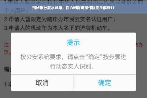揭秘银行流水账单，能否删除与操作限制全解析??