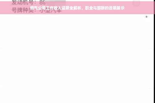燃气公司工作收入证明全解析，职业与薪酬的透明展示