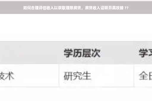 如何合理评估收入以获取理想房贷，房贷收入证明开具攻略 ??